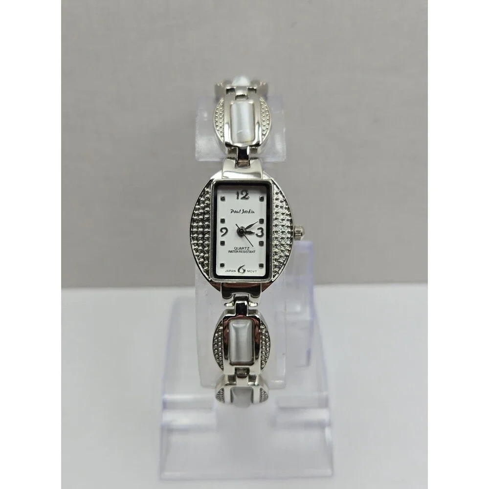 Paul Jardin Womens Silver Tone Cat Eye Bracelet Quartz Watch Dainty New Battery